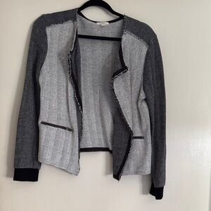 Caslon Black and Gray Open-Front Cardigan
